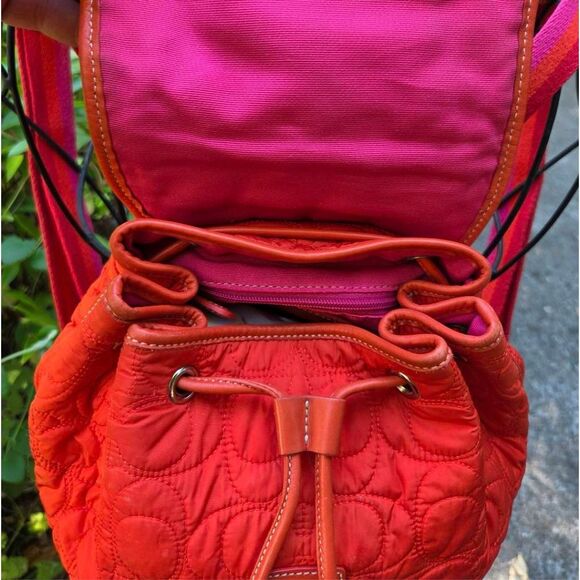 Coach Y2K Signature Quilted Drawstring Coral Mini Vintage Backpack. #5164 - Picture 10 of 13